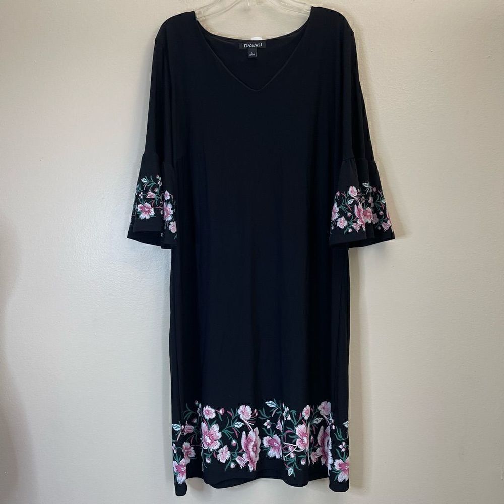 Roz& Ali | Large| Stretch| Soft| Bell sleeves| Midi| Dress| Floral Print - Picture 11 of 12